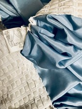 2 Double Rideaux Taffetas Bleu Ciel Blue Curtains Doppelte Gardinen Doppie Tende