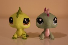 Littlest Pet Shop LPS #3572 and #1865 Violet Komodo Dragon Iguane Lizard