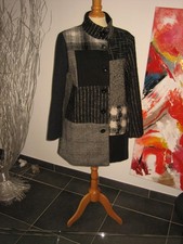 MANTEAU PATCHWORK DE TISSUS LAINE COAT COLLECTION DESIGUAL  XL 44 46 uk 16 18