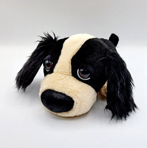 Peluche chien noir beige