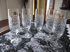 5 anciennes flûtes à champagne en CRISTAL VERITABLE Les Grands ducs