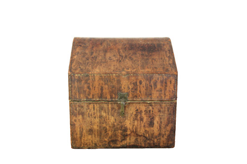Coffret ancien bois cuir - coffret,