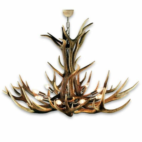 Lustre avec vrai bois cerf - lustre,