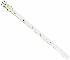 Collier pour Chien Moyen Clouté Métal en Simili Cuir 45 x 1,8 cm - Blanc - 2249