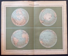 Sphère terrestre Fr. Schrader Carte géographique de 1901