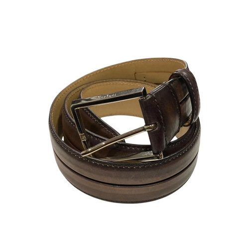 Berluti brown leather belt - belt, 34"