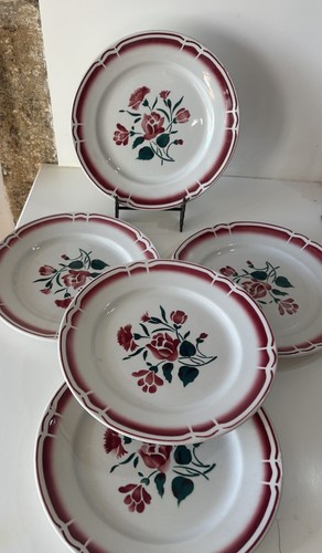 Assiette plate décors rose - plate,