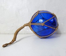 boule de verre flotteur pêche balle vintage bleu