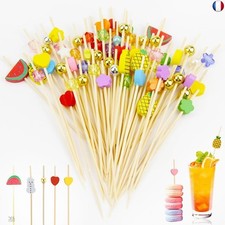 Xmart 300 Pièces Pic Cocktail Bois Pique Brochette Aperitif 12 cm Fruits Bâton B