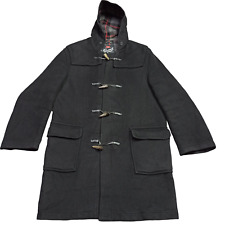 Gloverall Hommes Laine Duffle Coat GB-40 EUR-50 Noir Bouton Veste Fabriqué En