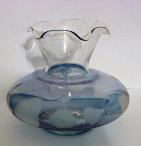 Squated blue ruffled glass - blue,