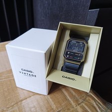 Montre Casio Vintage A100WEGG-1AEF Noir Gun-metal Black Screen Retro Watch Rare