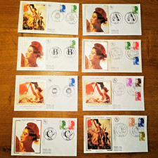 ⭐ FRANCE 8 Enveloppes SOIE Delacroix MARIANNE Liberté - FDC 1er Jour Timbre ⭐