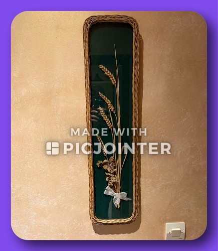 Ancien grand cadre rotin - cadre,