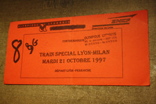 billet train supporters OL ) LYON V MILAN - COUPE UEFA 1997/1998