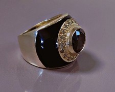 Ancienne bague argent onyx bague chevalière argent massif zirconium T52