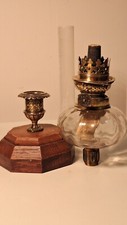 ancienne toupie cristal de baccarat lampe à pétrole de piano avec bougeoir