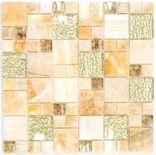 Mosaïque combinaison pierre verre élégance onyx ambre or 88-MC649_f | 10 plaques