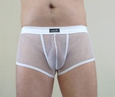 Boxer maille transparent blanc taille M / White transparent net boxer, M size