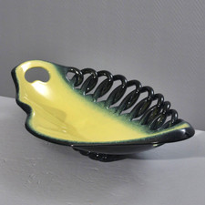 Grande coupe à fruits vintage faïence tressée Ceramidi Marseille France 1950s