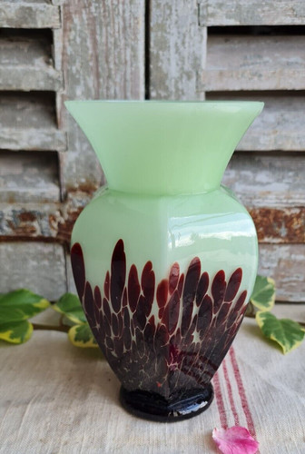 Ancien vase vert verre - vase, en