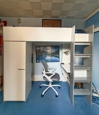 Vends lit mezzanine avec matelas, bureau, placard et étagère intégrés Alinéa