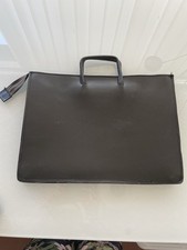 Ancienne Sacoche De Travail Cartable Cuir Marron Serviette Vintage 