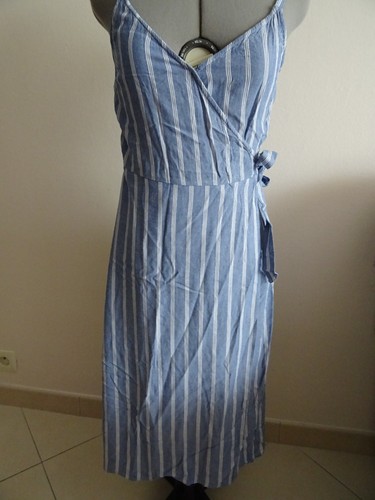 Robe longue bleue rayures - robe,
