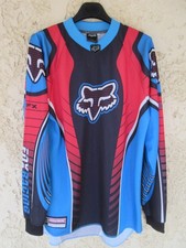 Maillot FOX RACING noir rouge bleu shirt jersey maglia manches longues M