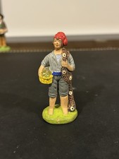 Santon signé Carbonel, Pêcheur Au Filet (7 cm)