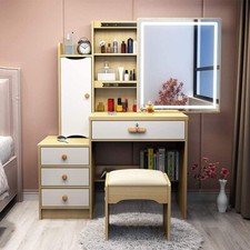 Coiffeuse Miroir LED Tabouret Station De Maquillage Chambre Enfant 21058 REB