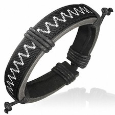 Bracelet homme cuir noir corde
