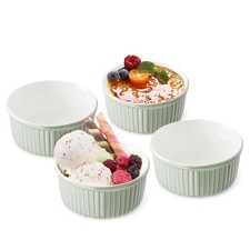 Lot de 4 ramequins verts de 400 ml passent au four plats à pudding en porcela...