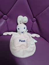 Peluche doudou lapin rose plat