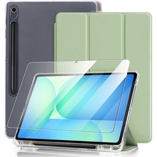 Coque avec Porte-Stylet pour Samsung Galaxy Tab S9 S10 FE A9 Plus + Verre Trempé
