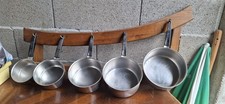 Set De 5 Casserole Inox Avec Support Mural Bois Vintage