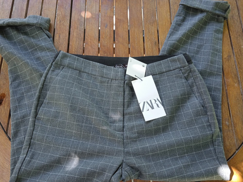 Pantalon zara carreaux gris - pantalon,