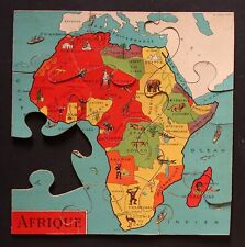 PUZZLE en bois carte de l'AFRIQUE imprimerie VAUGIRARD PARIS 1920 années 20 WW1