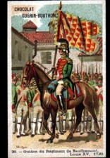 IMAGE CHOCOLAT GUERIN BOUTRON 29 ,DRAPEAU REGIMENT de BAUFFREMONT  LOUIS XV 1739