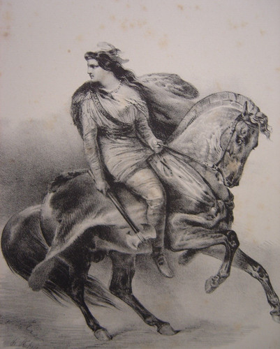 Grande lithographie equitation - lithographie,