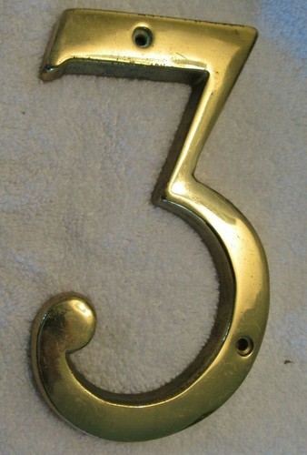 Antique solid brass number - antique,