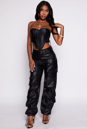 Womens genuine black - black, leather