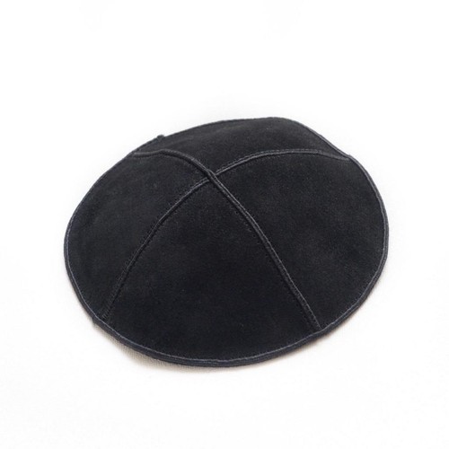 Simple noir daim yarmulke - daim,