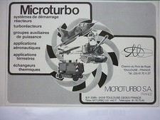 4/1990 PUB MICROTURBO TOULOUSE TURBOREACTEUR ECHANGEUR THERMIQUE MIRAGE AMX AD