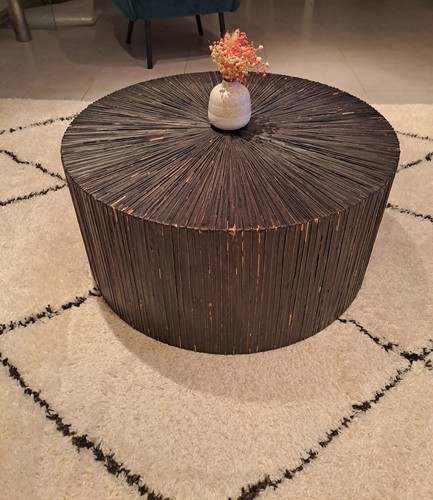 Table basse noire ronde en - table,