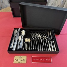 SET MENAGERE 24P  CHRISTOFLE PERLES TRÈS BEL ÉTAT MÉTAL ARGENTÉ COFFRET;