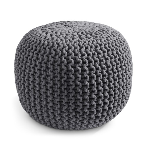 Round cotton pouf ottoman - round,