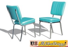 CO-25 Turquoise Bel Air Meuble 2 Chaises Dîner de Cuisine Dans Style 50er Années