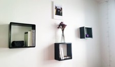 Lot de 3 étagères murales noires (cube) - LEROY MERLIN