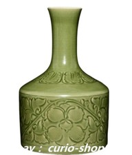 10.6" Old Song Dynasty Yaozhou Kiln Porcelain Lotus Flower Container Bottle Vase